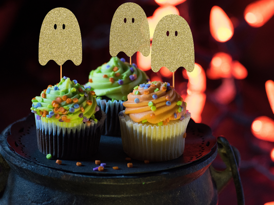 Cute Ghosties Glitter Cupcake Toppers