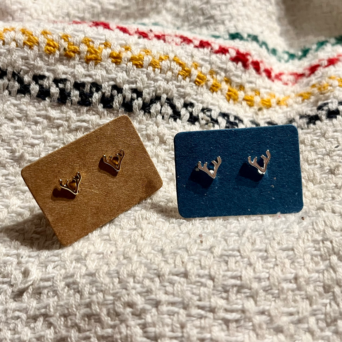 Minimalist Reindeer Antler Stud Earrings