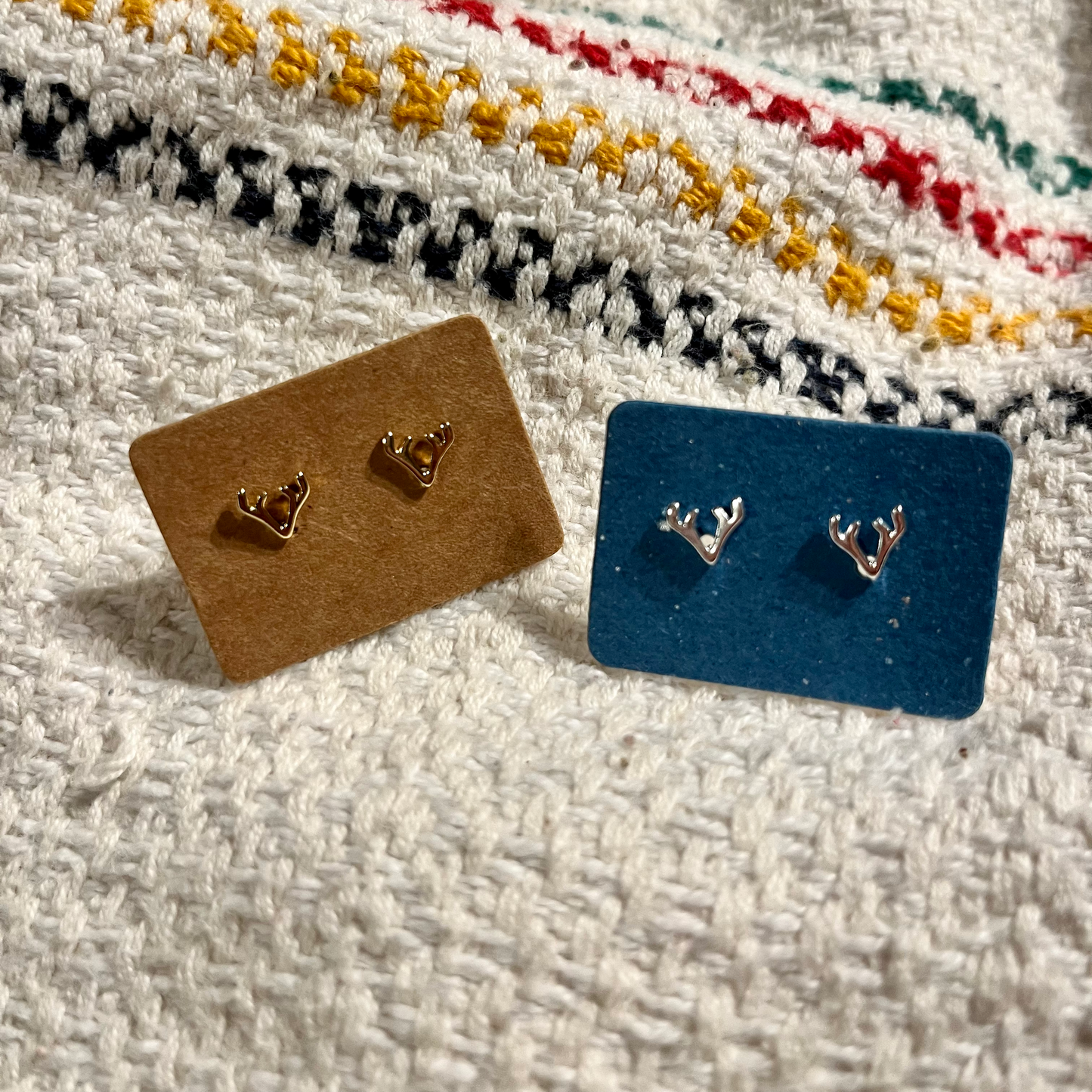 Minimalist Reindeer Antler Stud Earrings