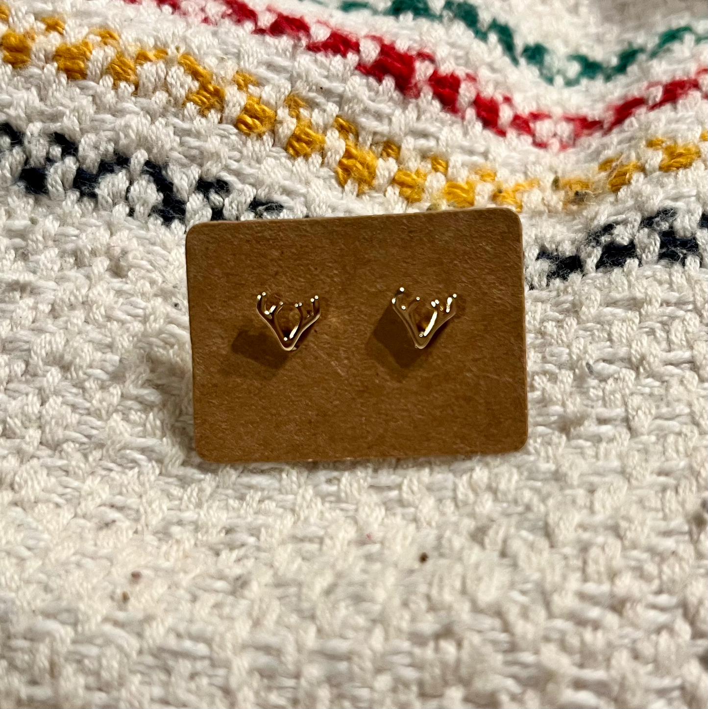 Minimalist Reindeer Antler Stud Earrings