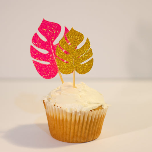 Tropical Leaf Cupcake Toppers / Jungle Leaf Cupcake Toppers