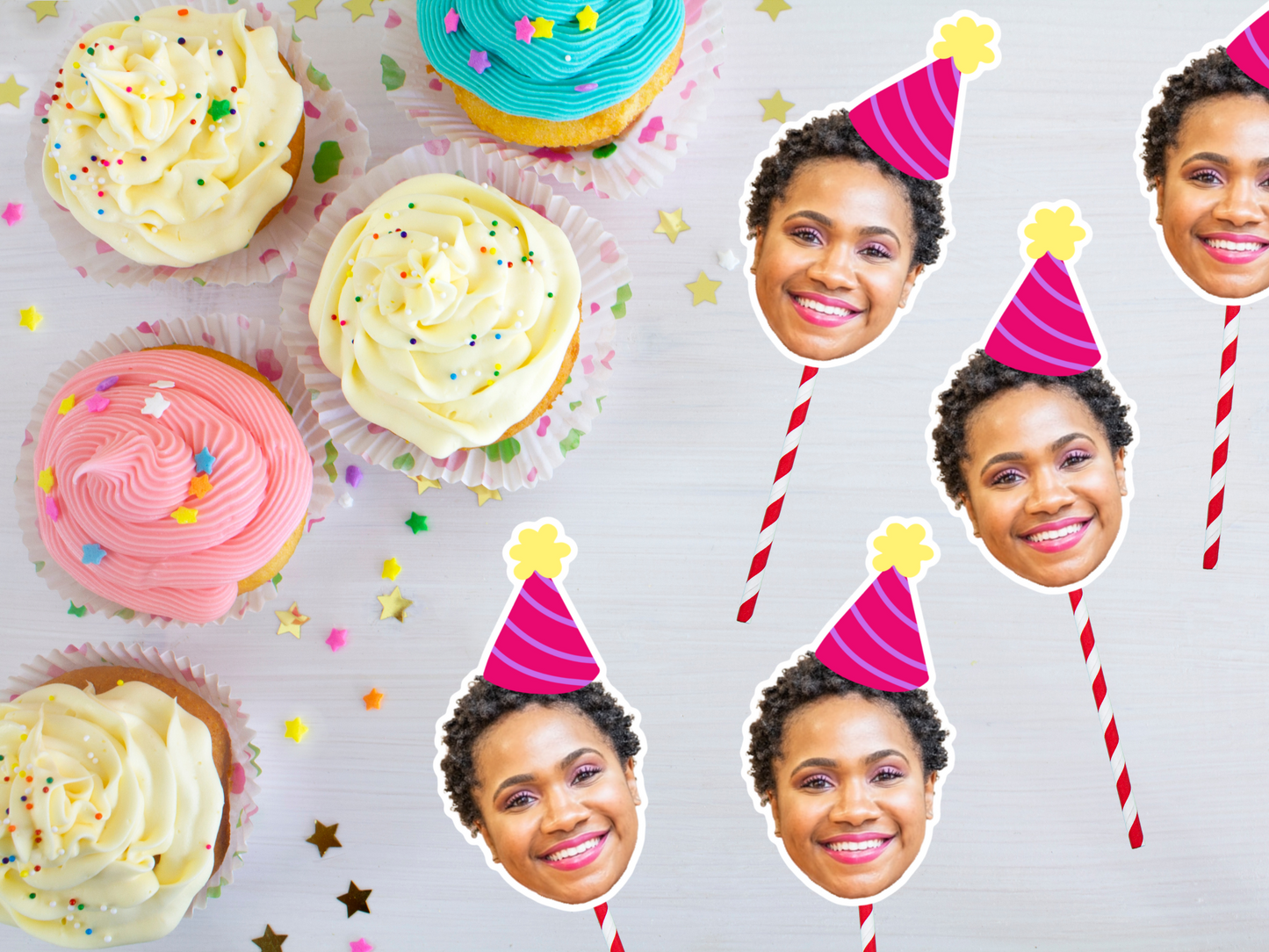 Custom Face Birthday Cupcake Toppers