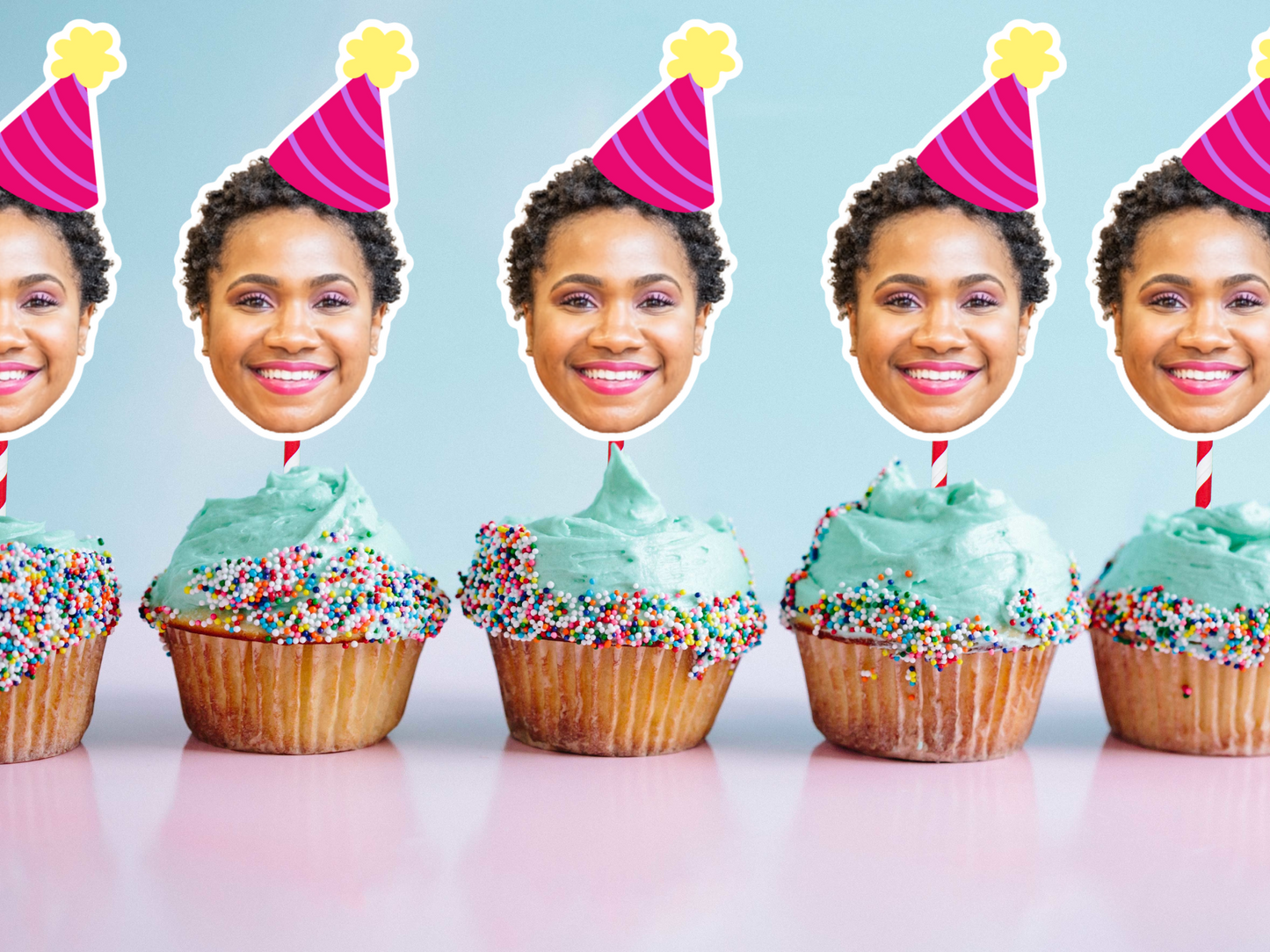 Custom Face Birthday Cupcake Toppers