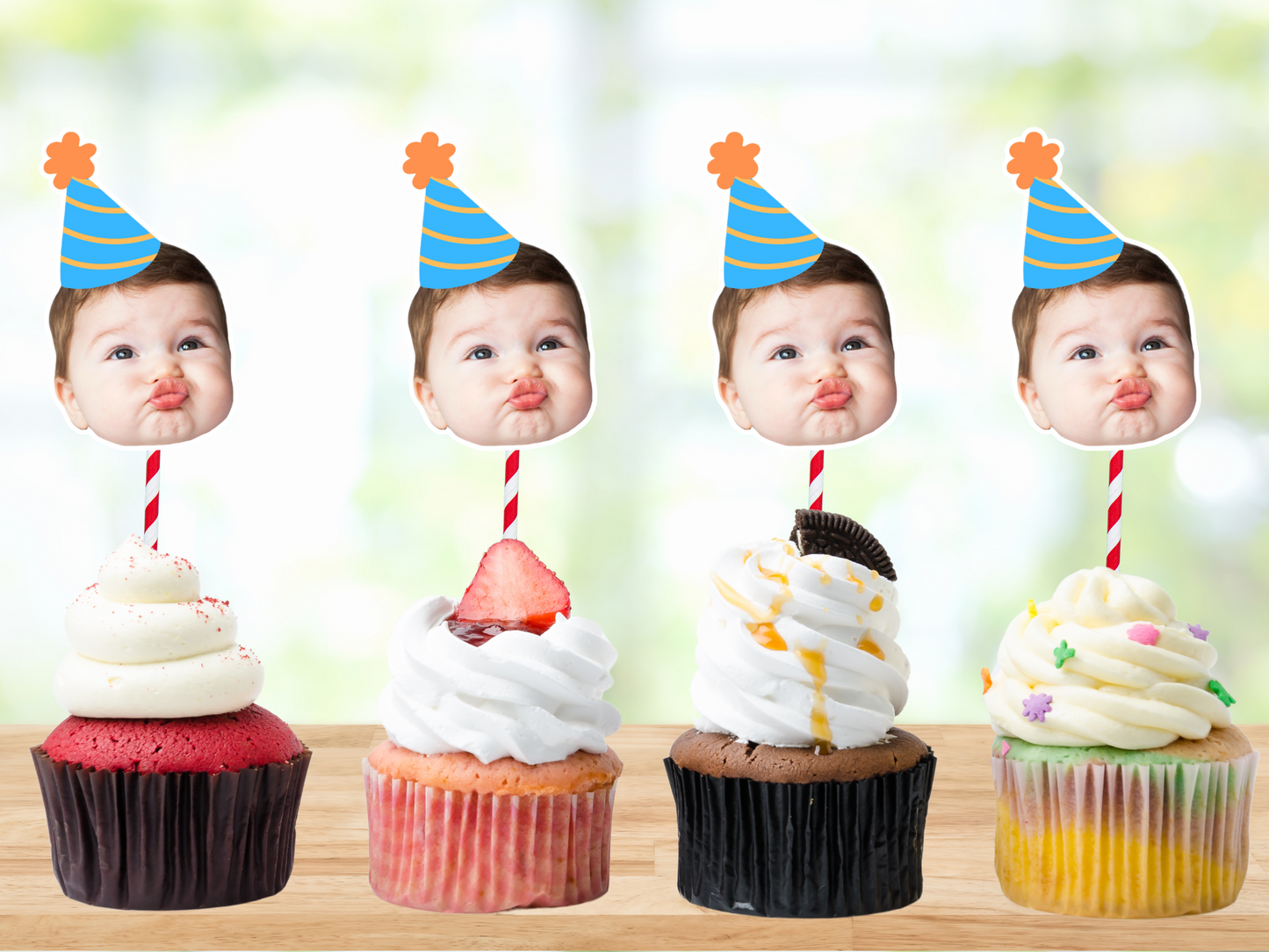 Custom Face Birthday Cupcake Toppers