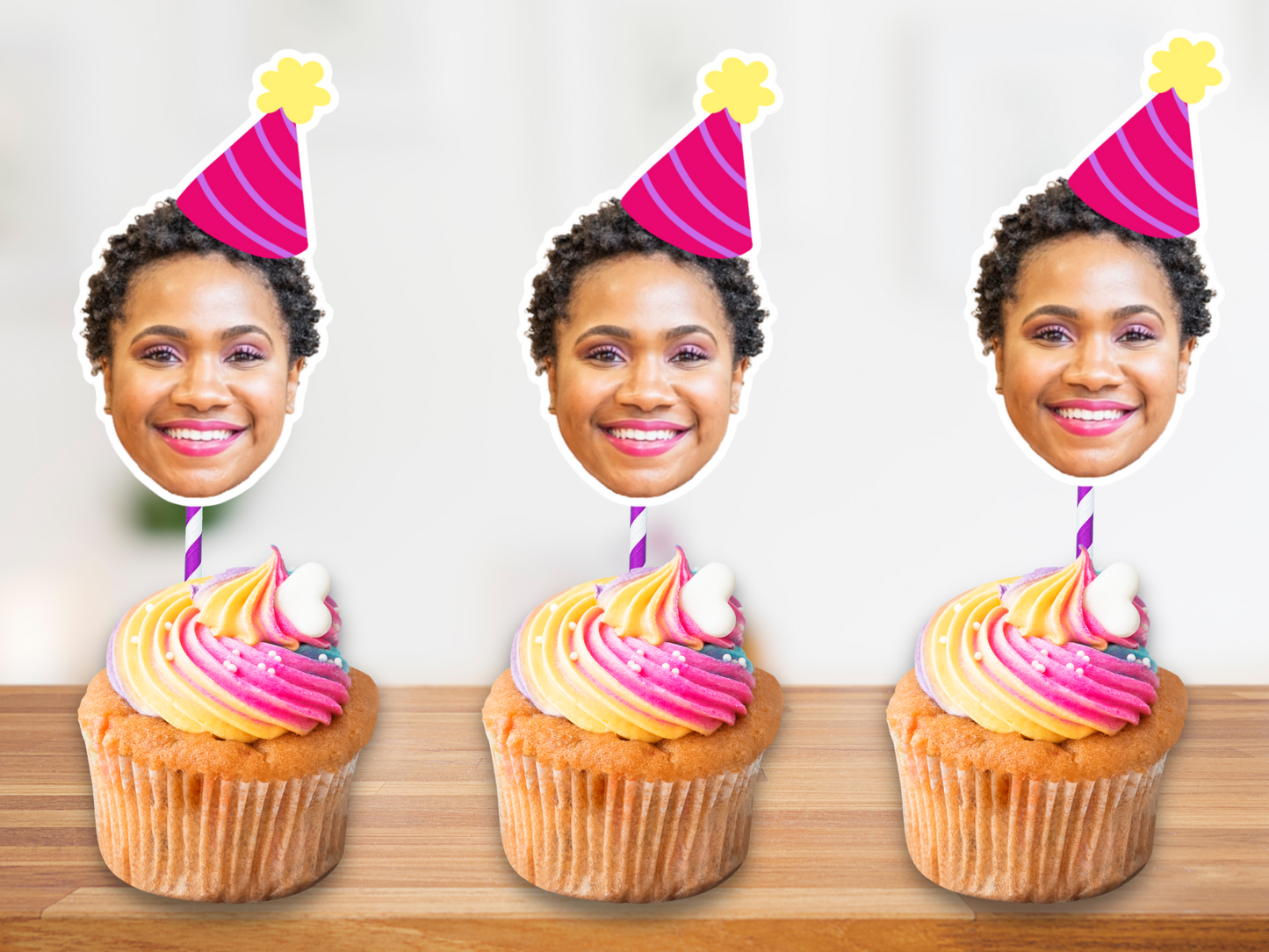 Custom Face Birthday Cupcake Toppers