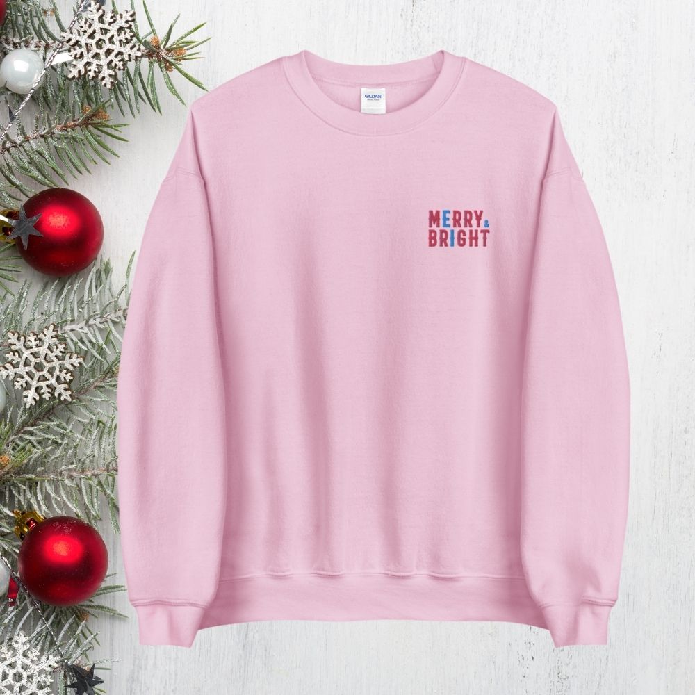 Merry and Bright Embroidered Unisex Sweatshirt