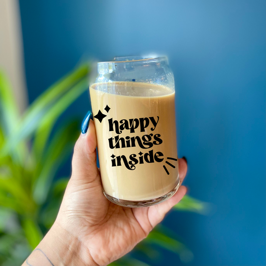 happy things inside Beer Can Glass | 16oz