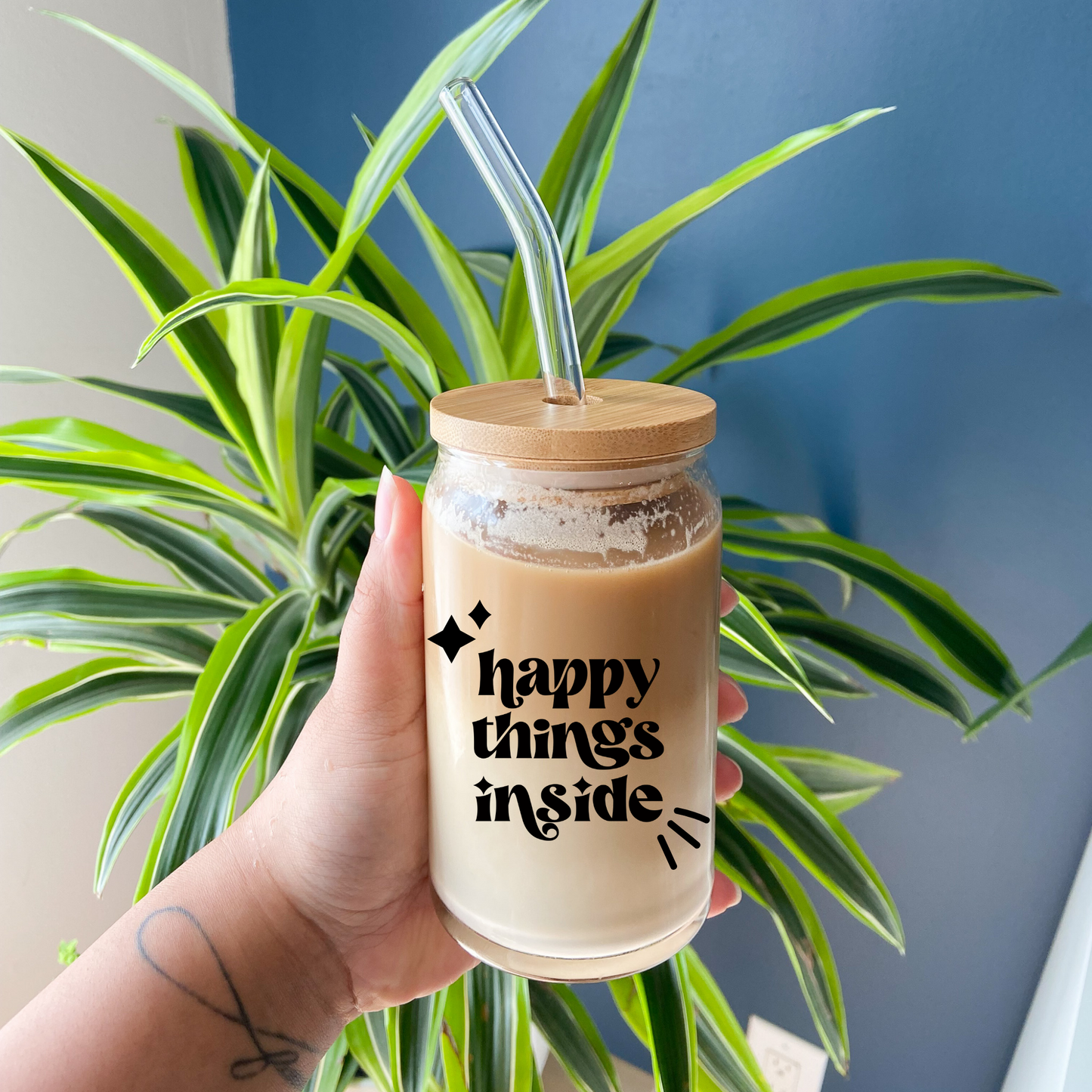 happy things inside Beer Can Glass | 16oz