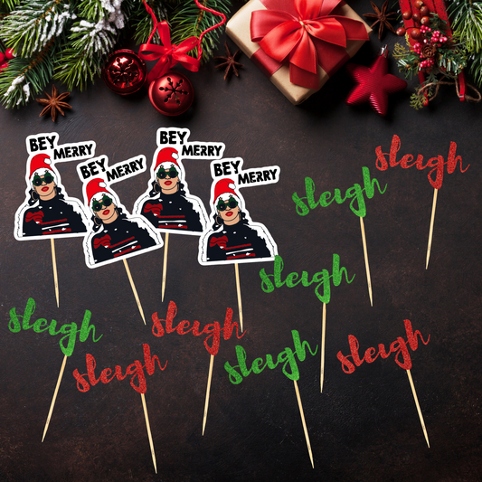 Bey Merry & Sleigh Cupcake Toppers