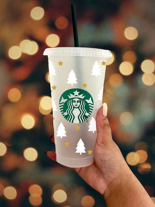 Christmas Trees and Stars Starbucks Cold Cup | 24oz