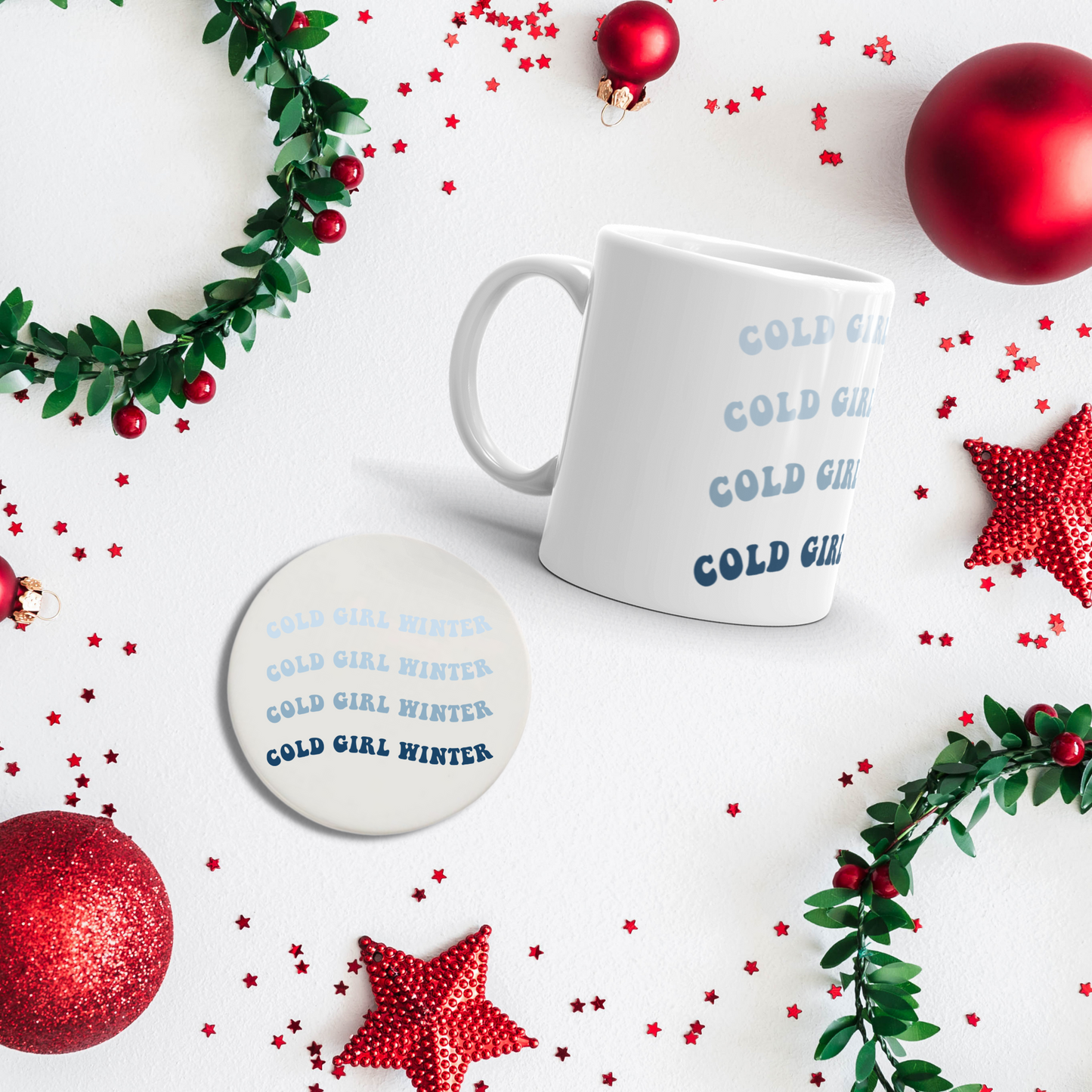 Cold Girl Winter Mug and Coaster Gift Set