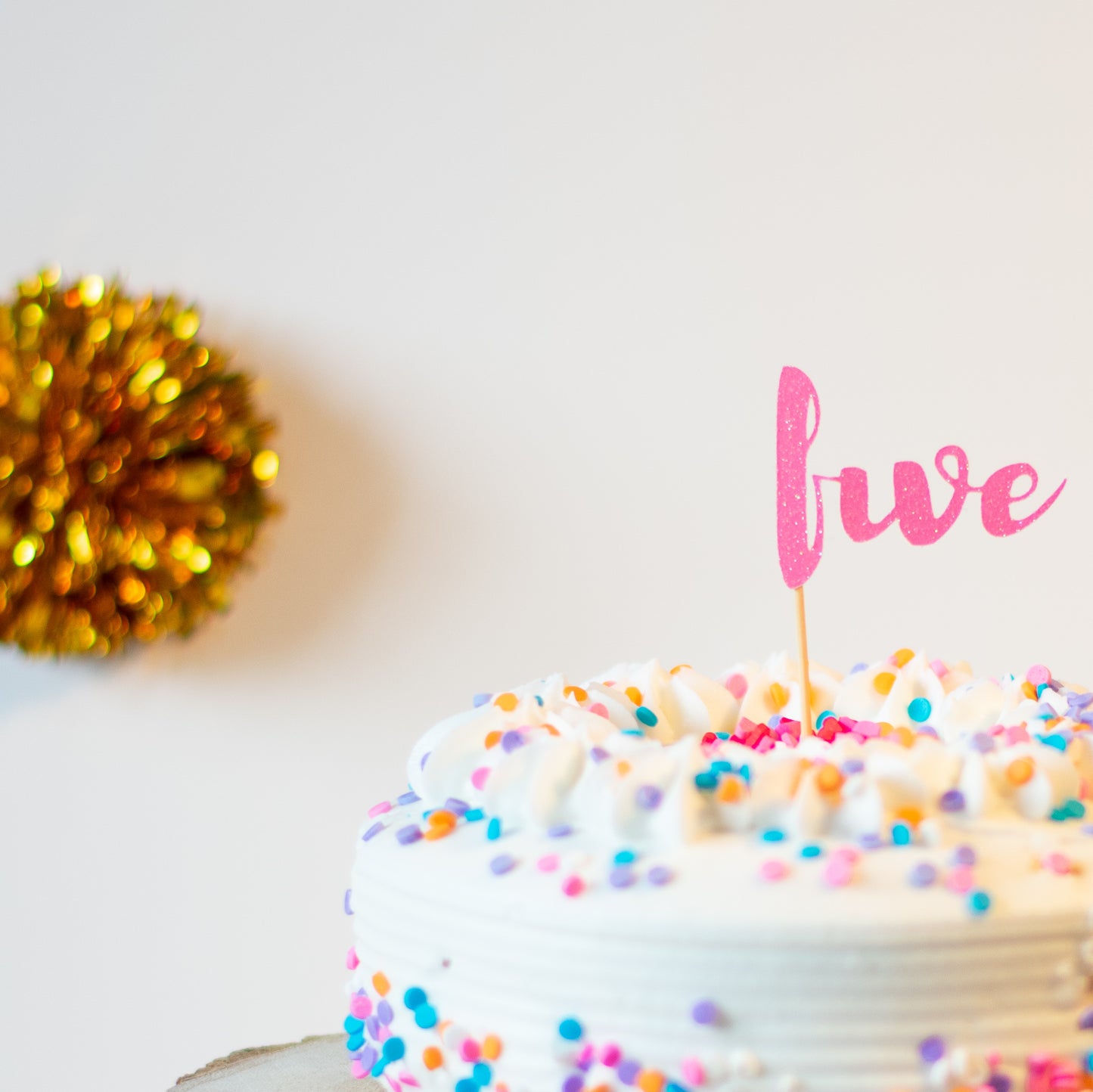 Five Glitter Cupcake Toppers Pack