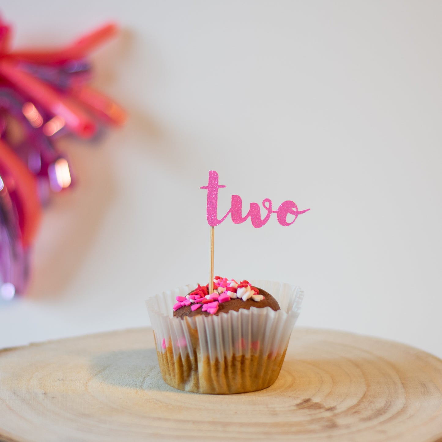 Two Glitter Cupcake Toppers Pack