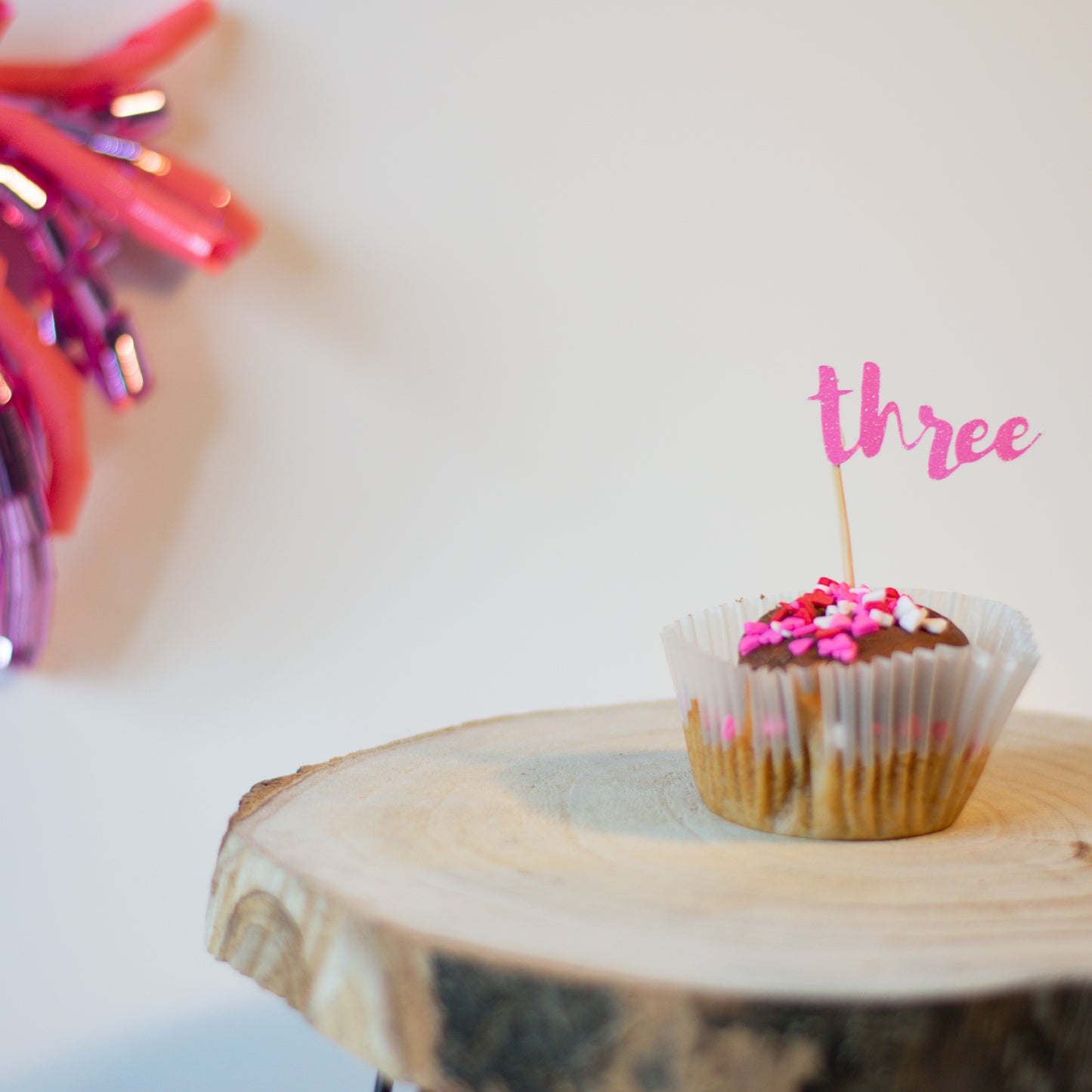 Three Glitter Cupcake Toppers Pack