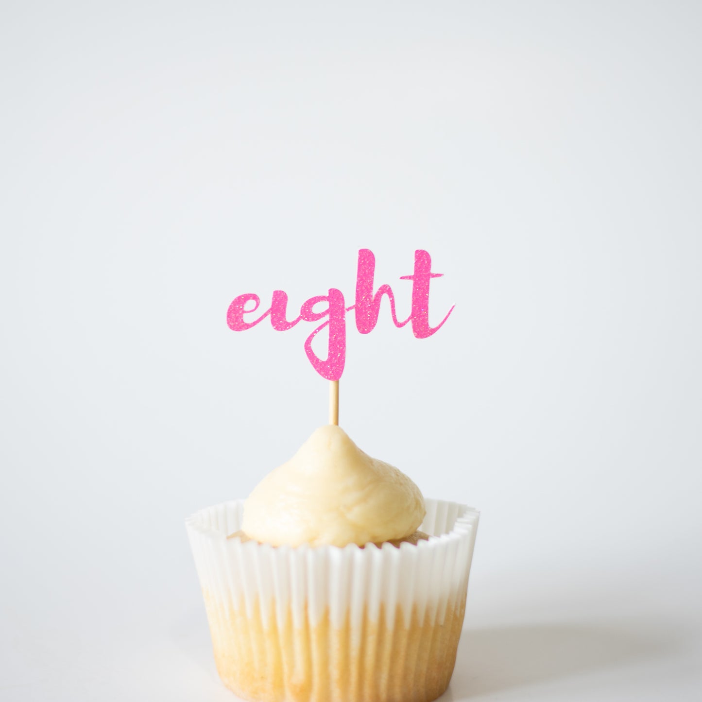 Eight Glitter Cupcake Toppers Pack