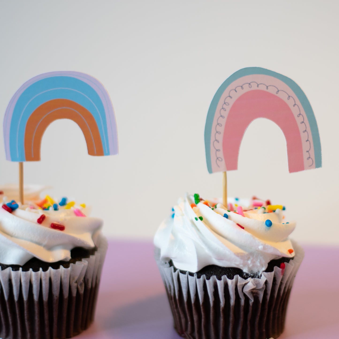 Organic Rainbow Cupcake Toppers