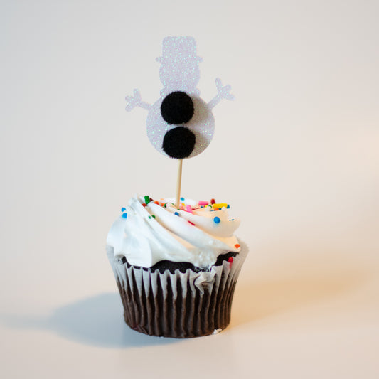 Glitter Snowman Cupcake Toppers