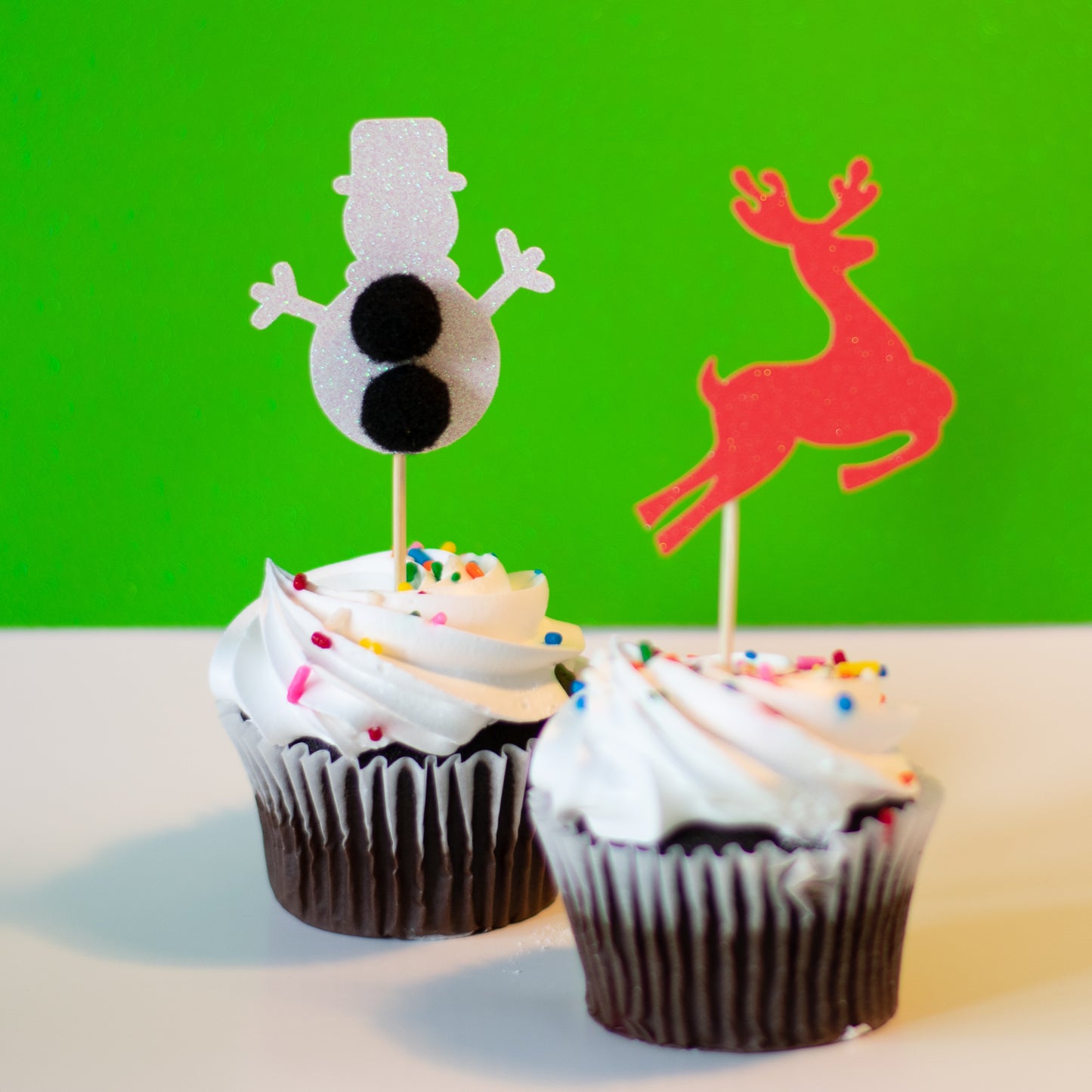 Glitter Reindeer Cupcake Toppers