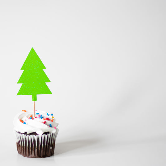 Glitter Christmas Tree Cupcake Toppers