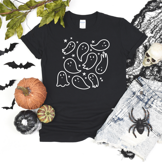 Cute Ghost Pattern Halloween T-shirt
