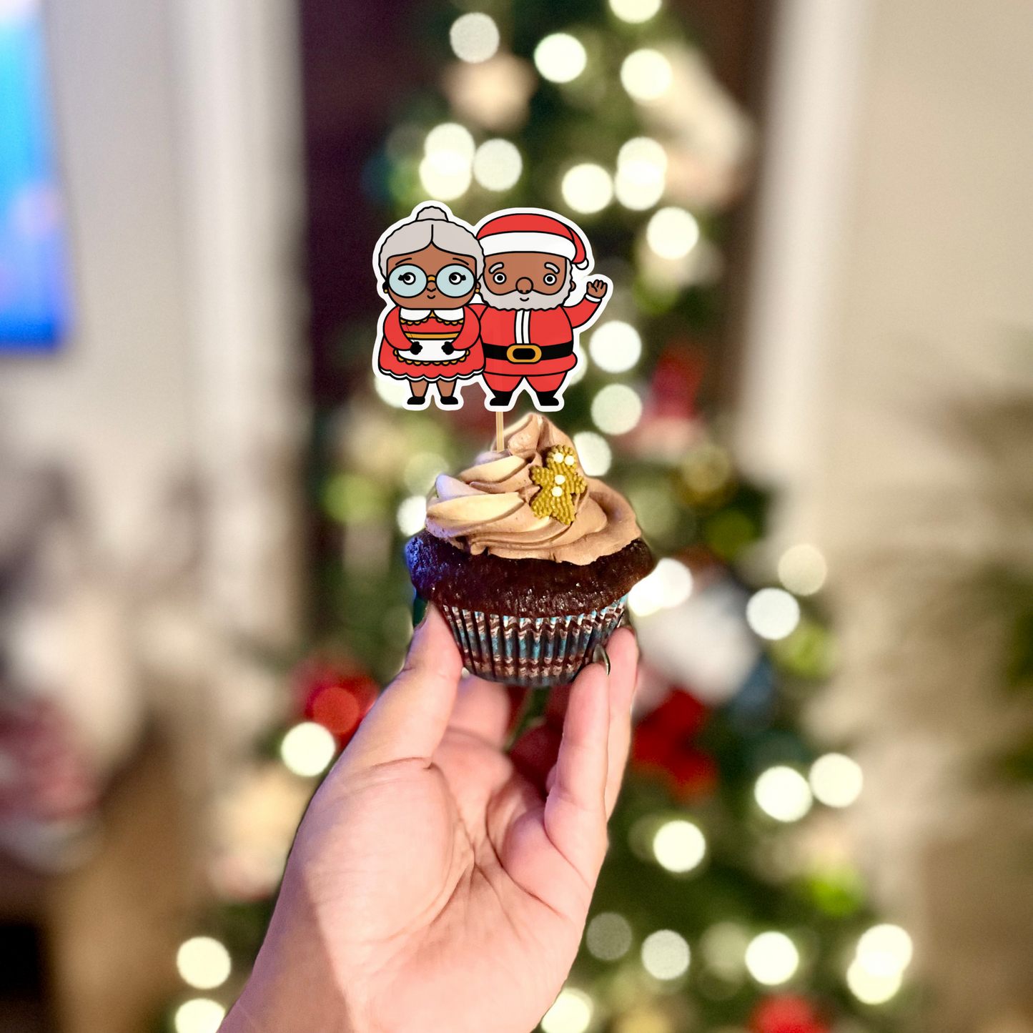 Mrs. and Mr. Claus Cupcake Toppers