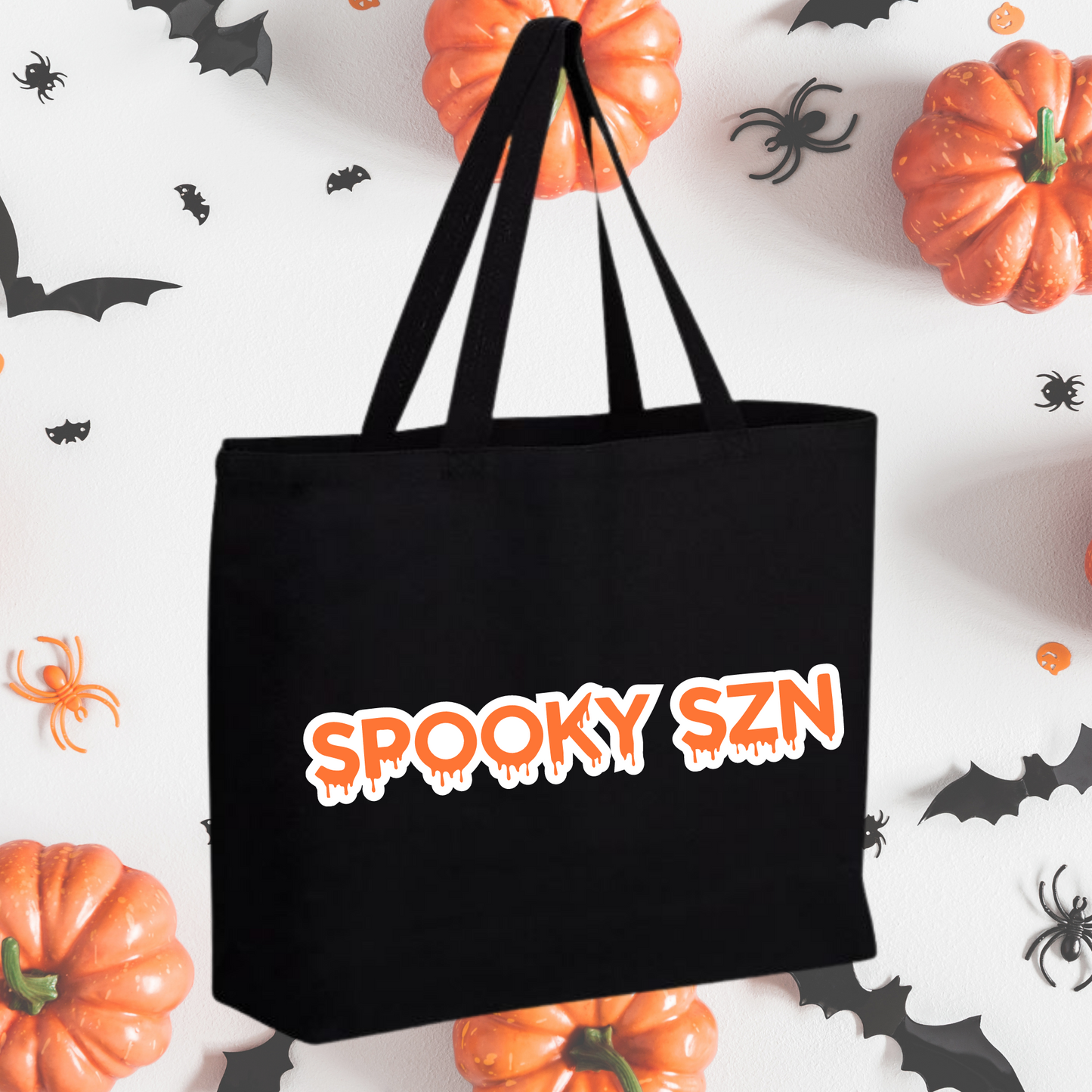 SPOOKY SZN Canvas Gusseted Jumbo Tote Bag