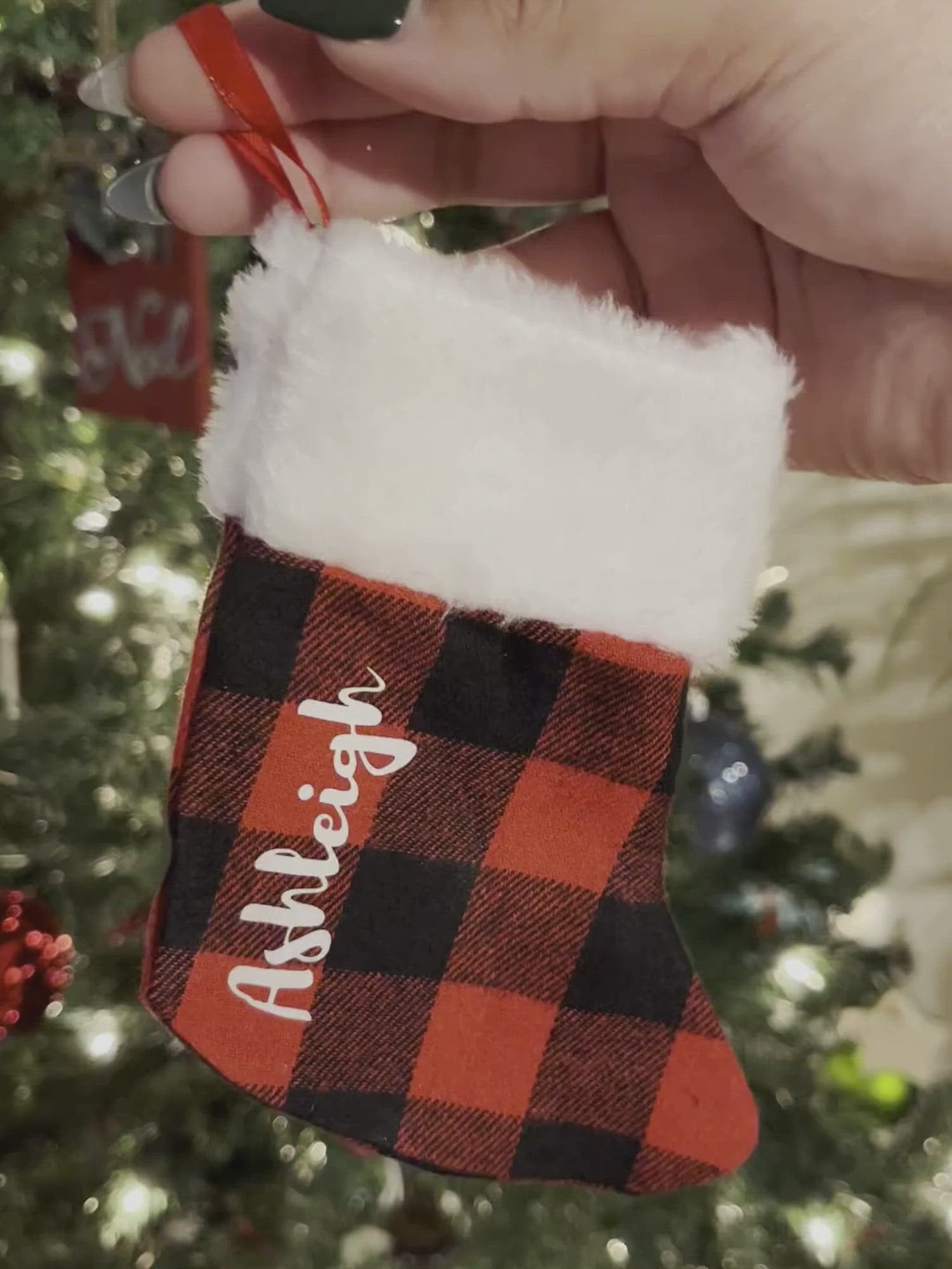 Pretty Plaid Custom Christmas Stocking