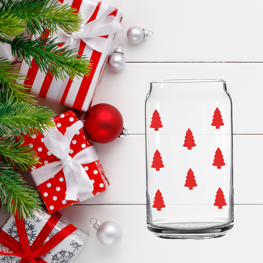 Christmas Tree Pattern Beer Can Glass | 16oz