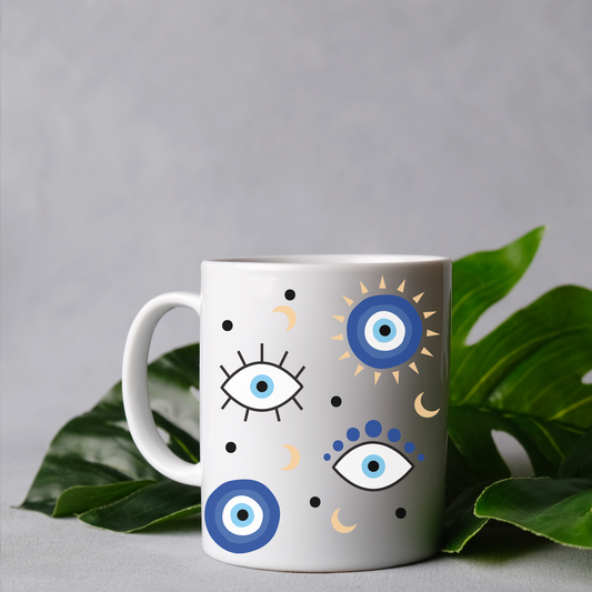 Evil Eye Pattern Ceramic Mug | 12oz