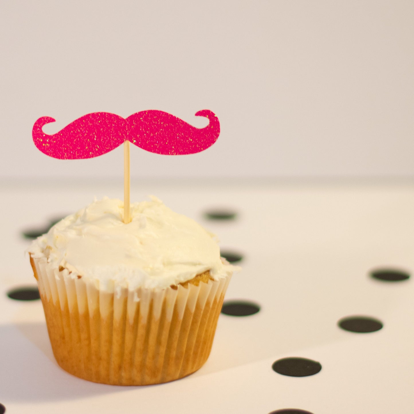 Glitter Moustache Cupcake Toppers