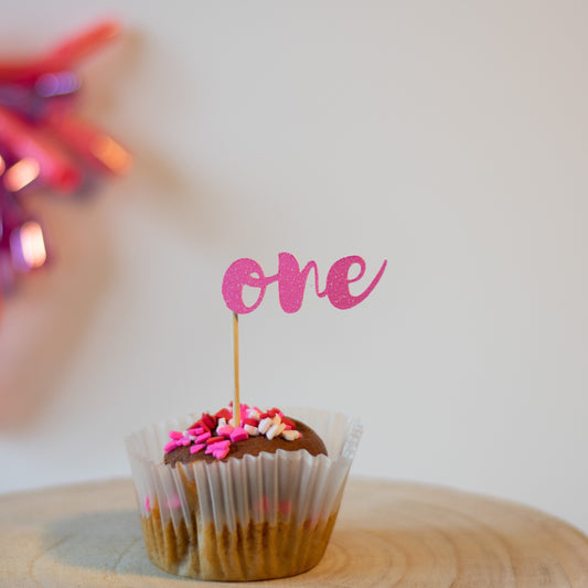 One Glitter Cupcake Toppers Pack
