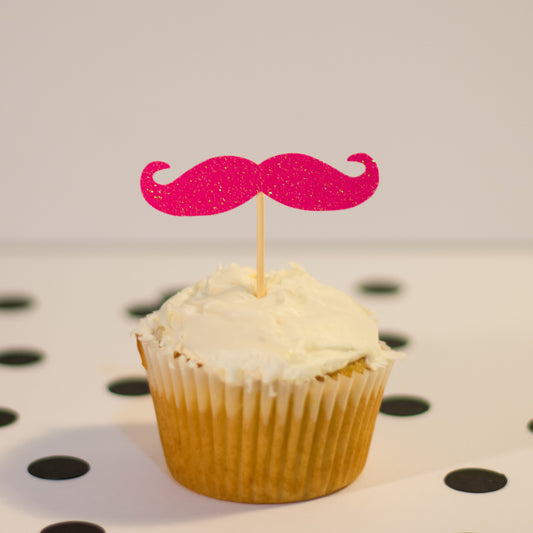 Glitter Moustache Cupcake Toppers