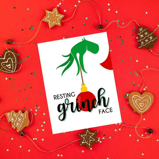Resting Grinch Face Christmas Card