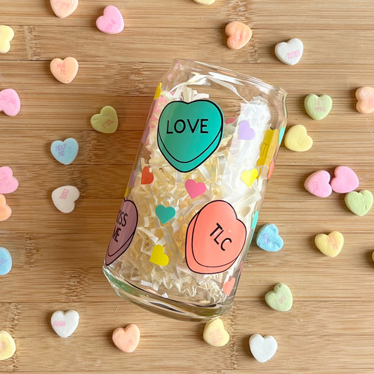 Valentine's Day Heart Candy Beer Can Glass