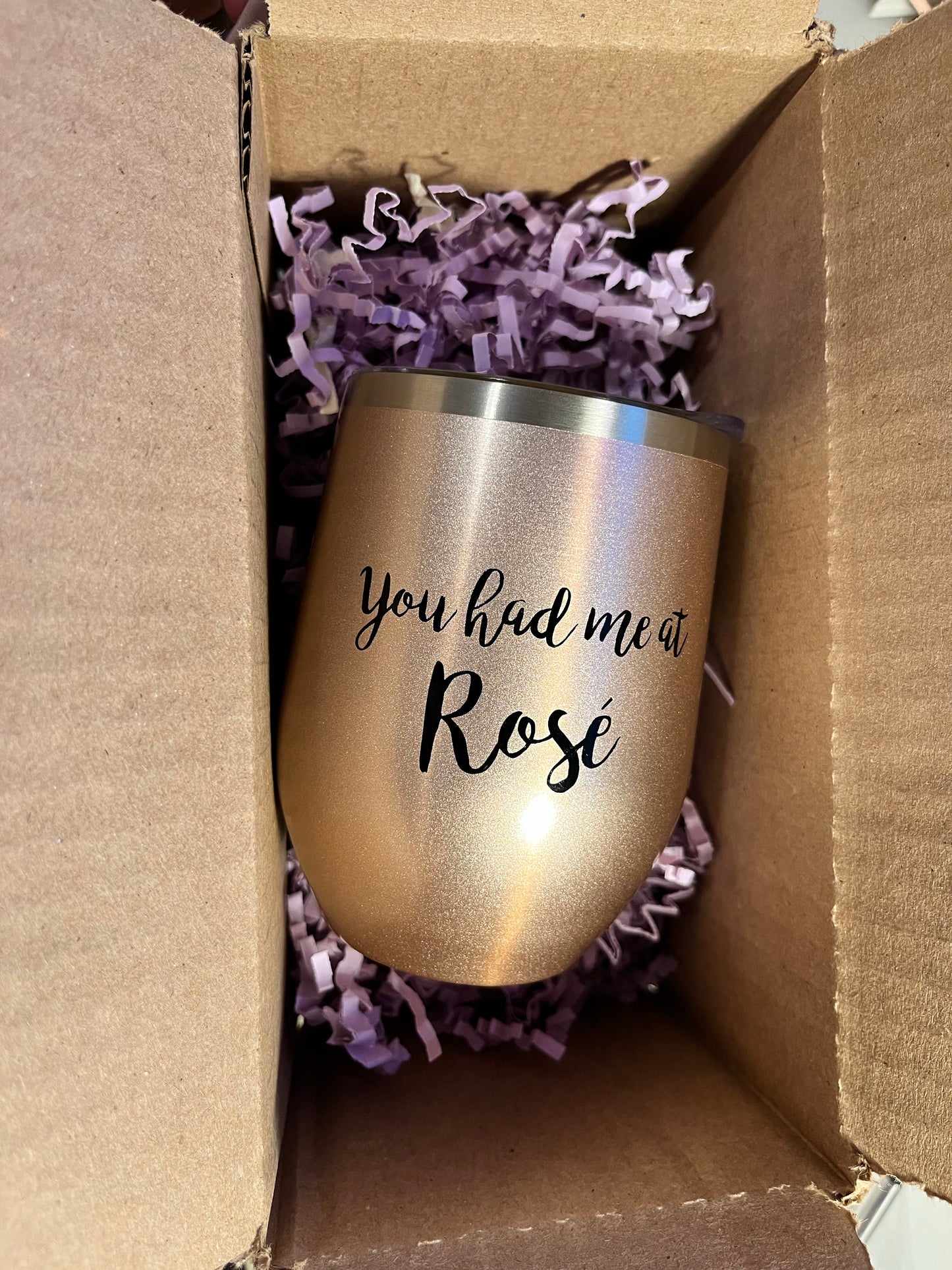 Custom Rose Gold Wine/Coffee Tumbler